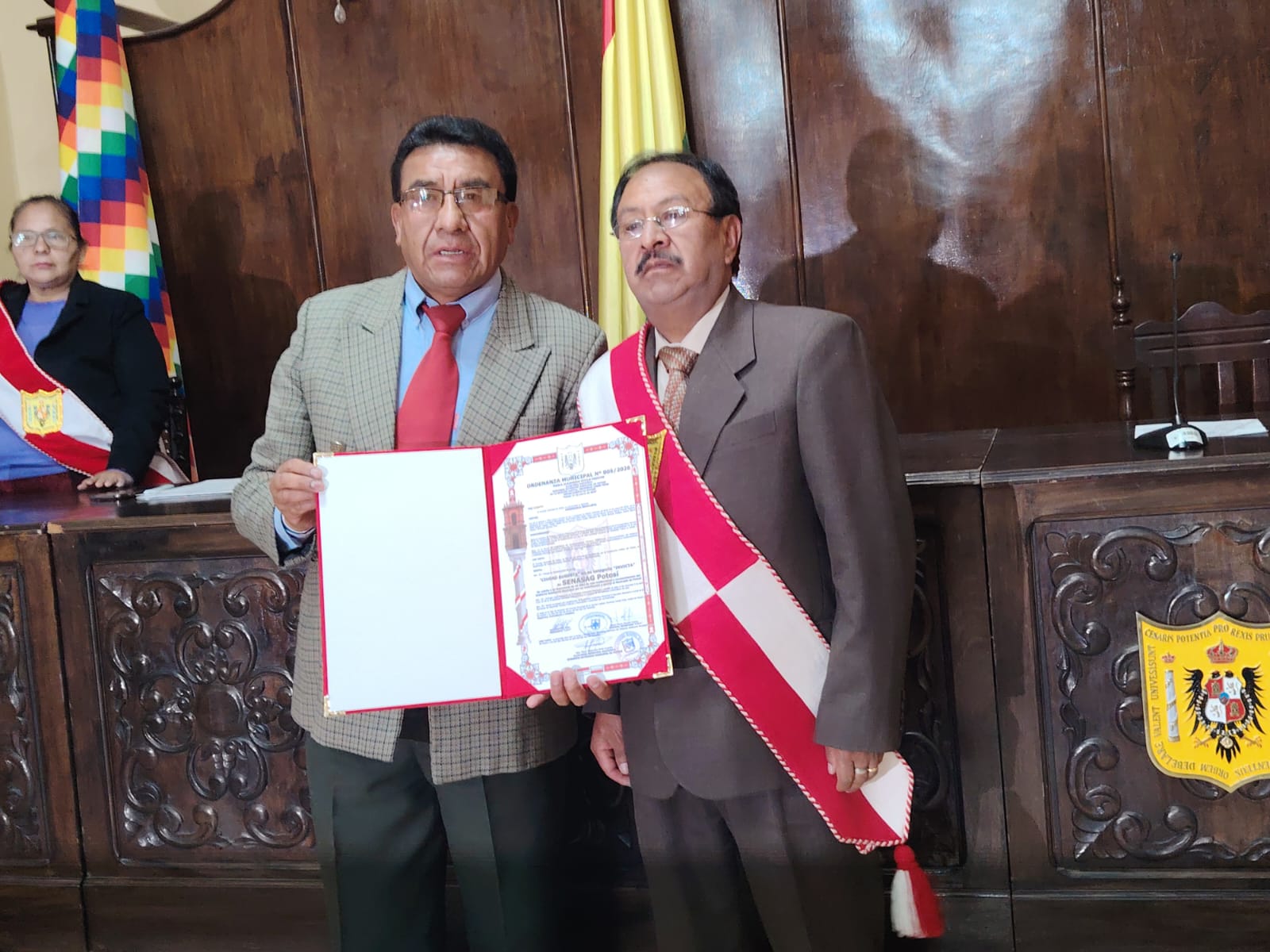 Concejo Municipal de Potosí otorga máxima condecoración al SENASAG