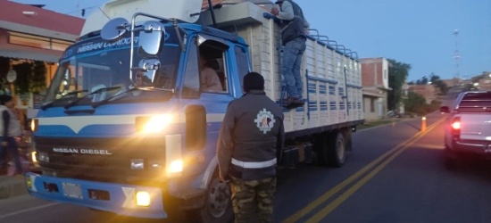 SENASAG Chuquisaca realiza operativo de control de guías de movimiento y registro de transporte animal